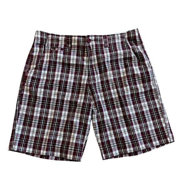 Red Camel red Plaid Men's Shorts size 36 casual 100% cotton summer - Picture 1 of 9
